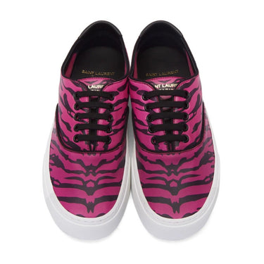 Saint Laurent Black and Pink Zebra Print Venice Sneakers